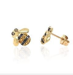 Citrine and Diamond Bee Earrings