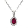 Ruby and Diamond Cluster Pendant - 00021056 | Heming Diamond Jewellers | London