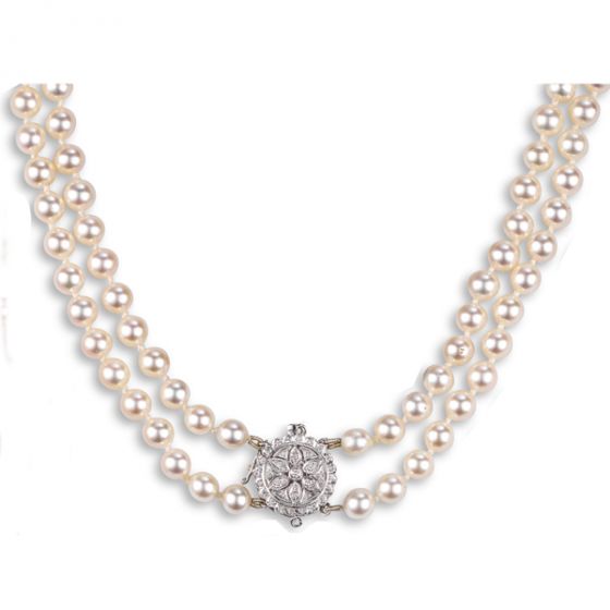 6-6.5mm Double Row Pearl Necklace - 00024777 | Heming Diamond Jewellers | London