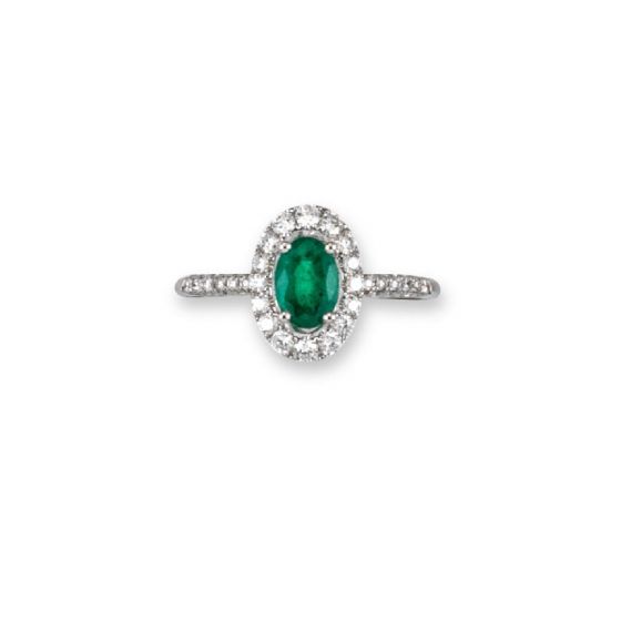 Emerald And Diamond Cluster Ring