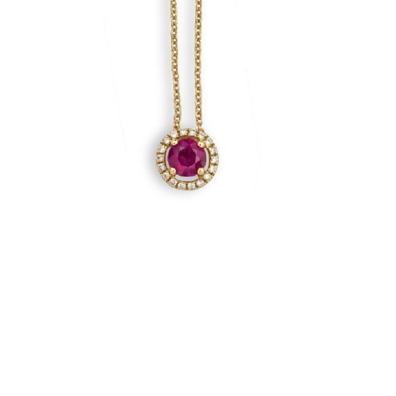 Ruby and Diamond Cluster Pendant