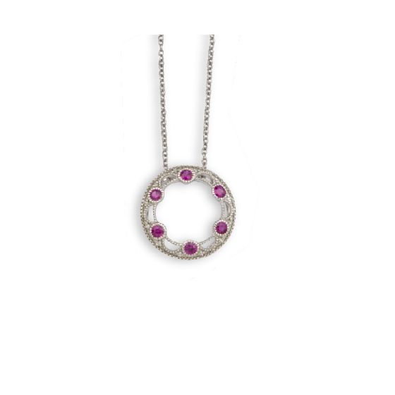 Ruby and Diamond Circle Pendant