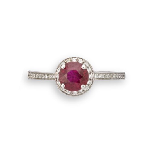 Ruby and Diamond Cluster Ring