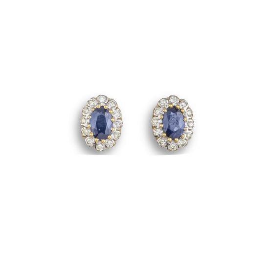 Sapphire and Diamond Cluster Earrings.