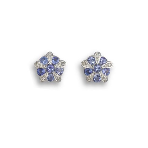 Tanzanite and Diamond cluster earrings.