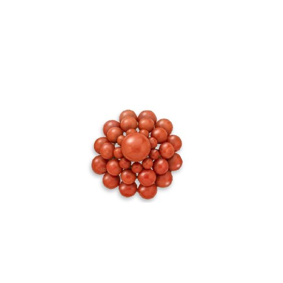 Antique Coral Target Brooch