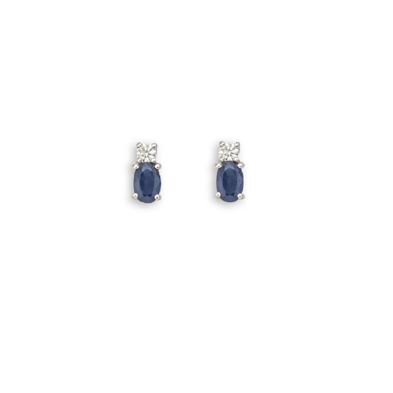 Sapphire and Diamond Stud Earrings