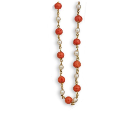 Vintage Coral and Pearl Necklace