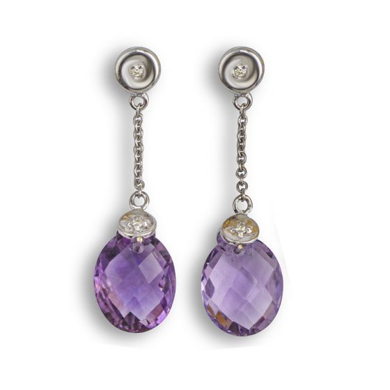 Amethyst and Diamond Earrings - 00025218 | Heming Diamond Jewellers | London