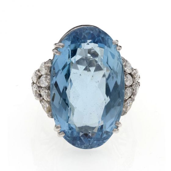 Aquamarine & Diamond Dress Ring - 00019326 | Heming Diamond Jewellers | London