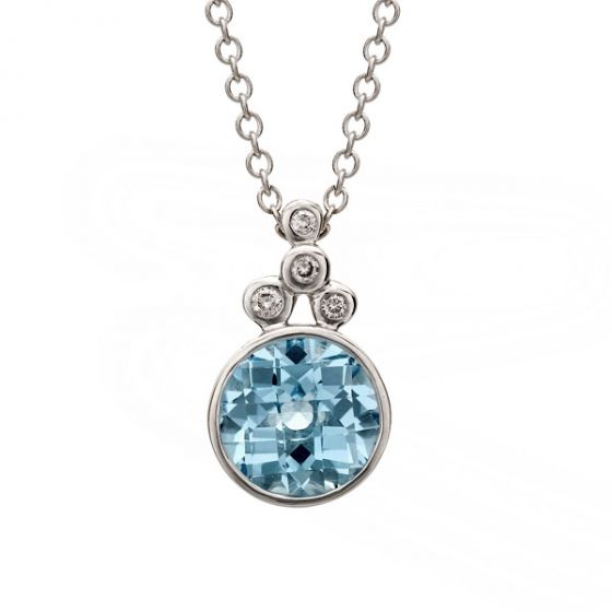 Blue Topaz and Diamond Pendant - 00020843 | Heming Diamond Jewellers | London