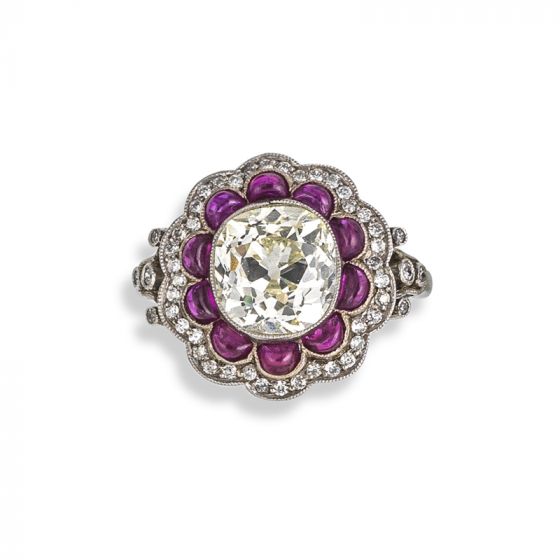 Diamond and Ruby Cluster Ring - 00022787 | Heming Diamond Jewellers | London