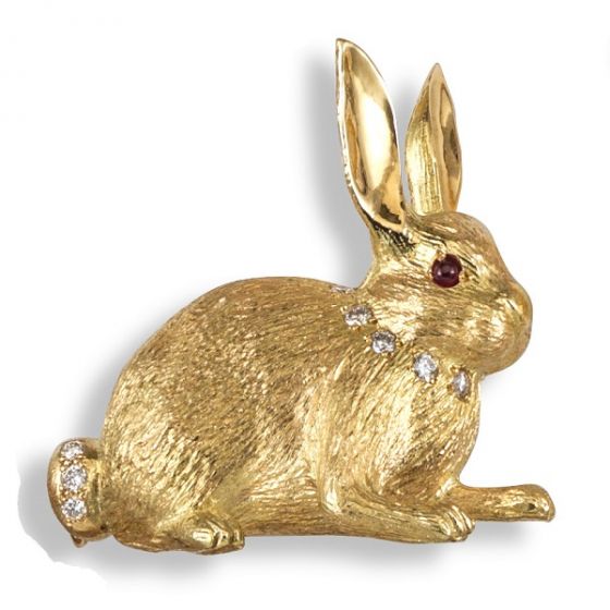 Diamond and Ruby Rabbit Brooch - 02022580 | Heming Diamond Jewellers | London