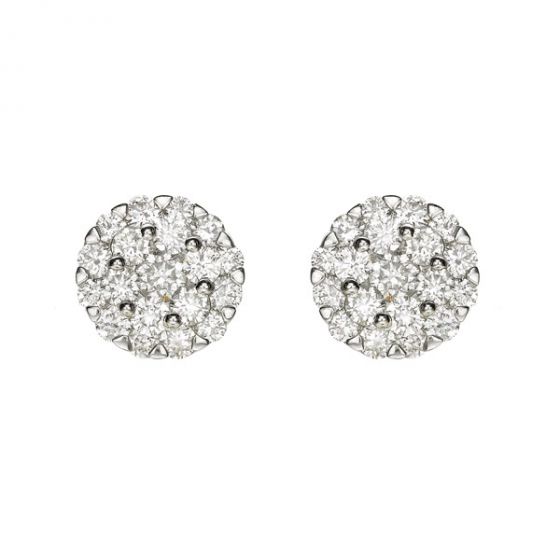 Diamond Cluster Stud Earrings - 00021190 | Heming Diamond Jewellers | London