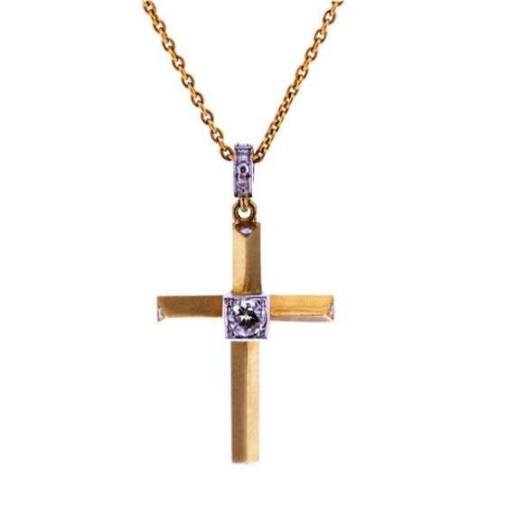 Diamond Cross Pendant - 00000196 | Heming Diamond Jewellers | London