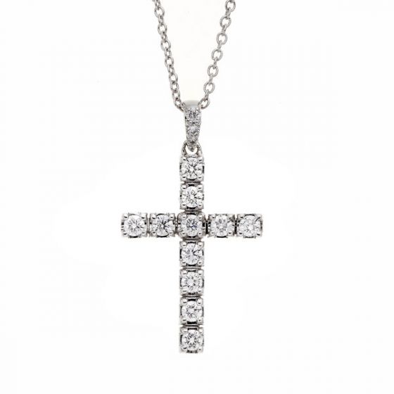 Diamond Cross Pendant - 00019143 | Heming Diamond Jewellers | London