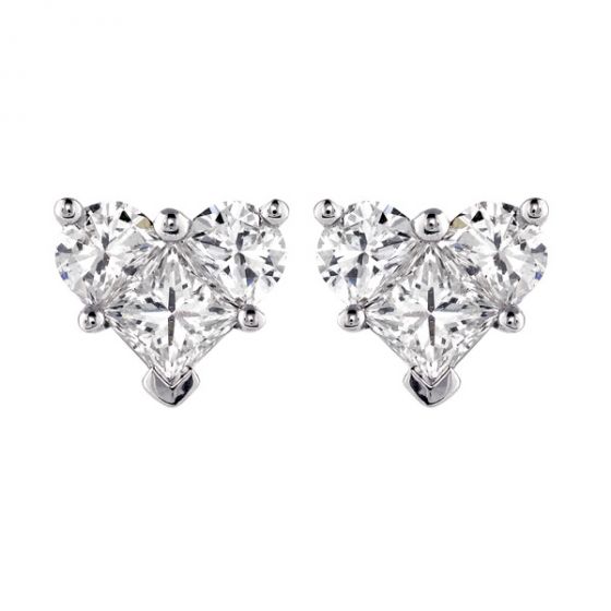 Diamond Heart Cluster Earrings - 00020482 | Heming Diamond Jewellers | London