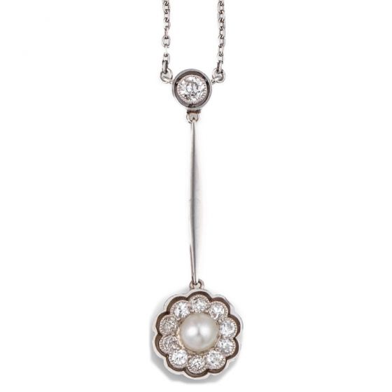 Edwardian Pearl & Diamond Necklace - 02024070 | Heming Diamond Jewellers | London