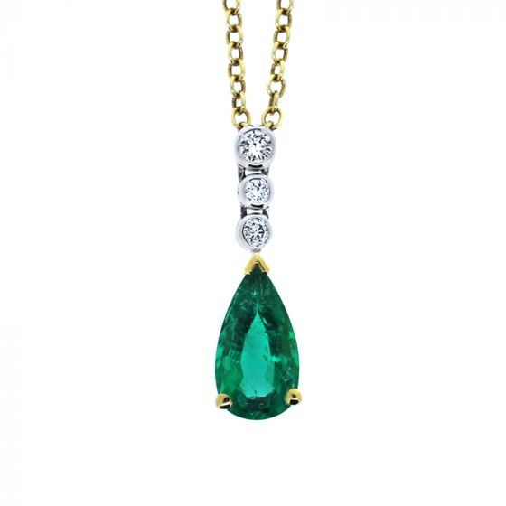 Emerald And Diamond Pendant - 02020851 | Heming Diamond Jewellers | London