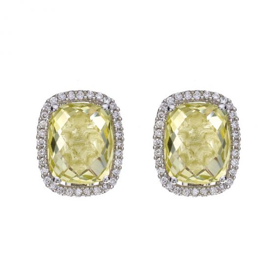 Lemon Quartz Cluster Earrings - 00019586 | Heming Diamond Jewellers | London