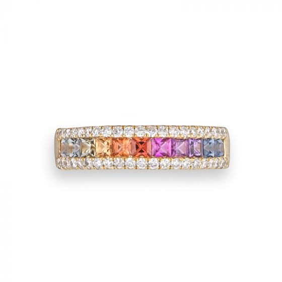 Multi Coloured Sapphire & Diamond Ring - 02021731 | Heming Diamond Jewellers | London