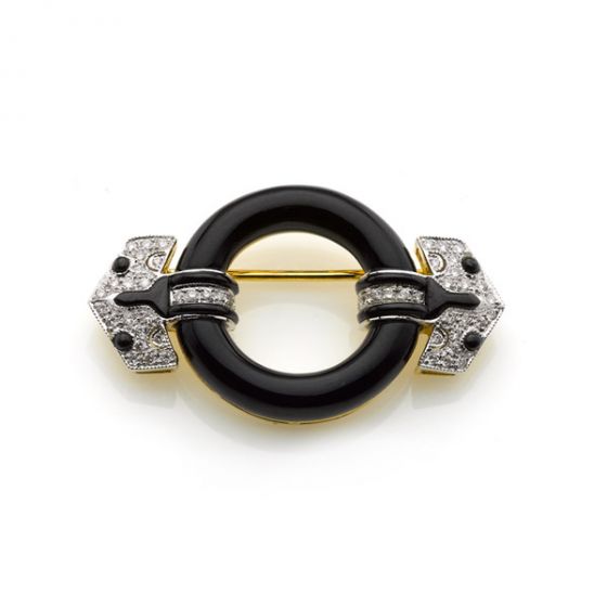 Onyx Circle Brooch - 02019914 | Heming Diamond Jewellers | London