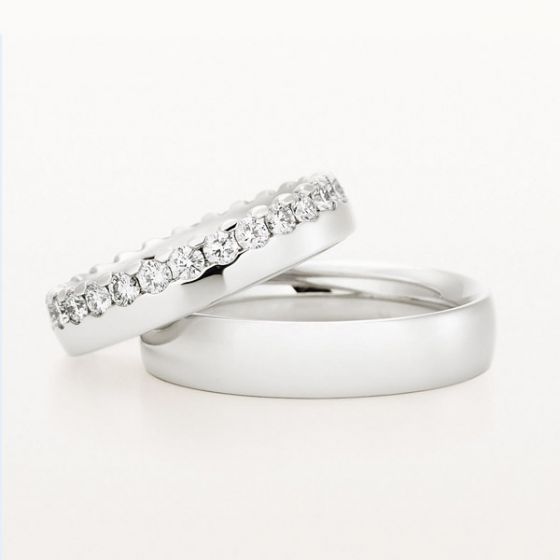 Pair of Platinum 4.5-5mm Wedding Rings by Christian Bauer. - 00019129 | Heming Diamond Jewellers | London