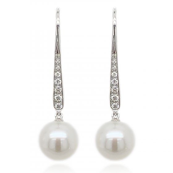 Pearl and Diamond Drop Earrings - 00025079 | Heming Diamond Jewellers | London