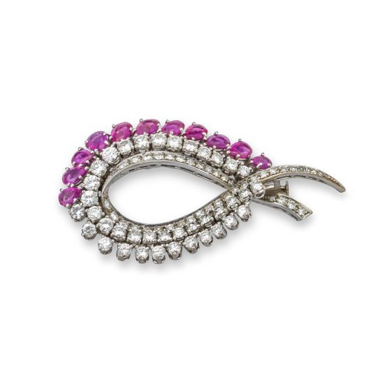 Ruby and Diamond Brooch - 02022132 | Heming Diamond Jewellers | London