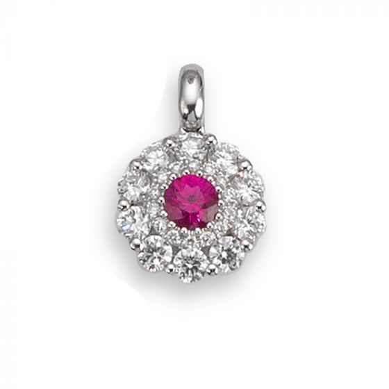 Ruby and Diamond Pendant - 00021863 | Heming Diamond Jewellers | London