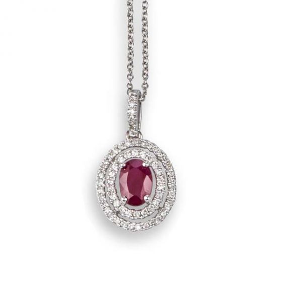 Ruby and Diamond Pendant - 00024855 | Heming Diamond Jewellers | London