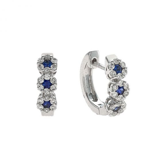 Sapphire and Diamond Hoop Earrings - 00021409 | Heming Diamond Jewellers | London