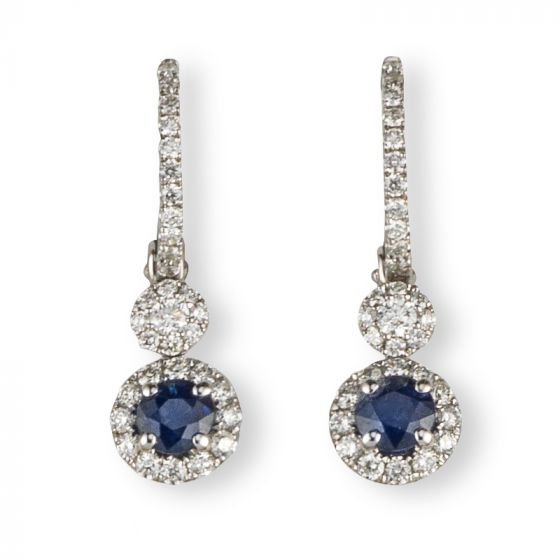 Sapphire & Diamond Drop Earrings - 02021248 | Heming Diamond Jewellers | London