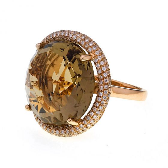 Smoky Quartz & Diamond Ring - 00019556 | Heming Diamond Jewellers | London