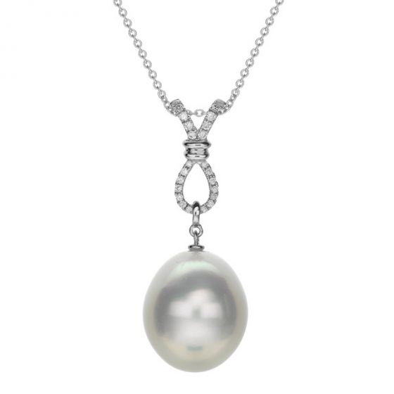 South Sea Pearl and diamond drop pendant - 00021185 | Heming Diamond Jewellers | London