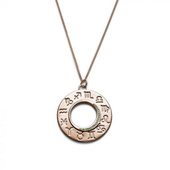 18CT ROSE GOLD ZODIAC PENDANT - GREEN SAPPHIRE - ZODIAC GREEN SAPPHIRE ROSE GOLD | Heming Diamond Jewellers | London