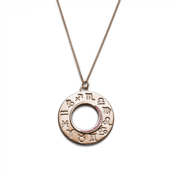 18CT ROSE GOLD ZODIAC PENDANT - PINK SAPPHIRE - ZODIAC PENDANT PINK SAPPHIRE ROSE GOLD | Heming Diamond Jewellers | London