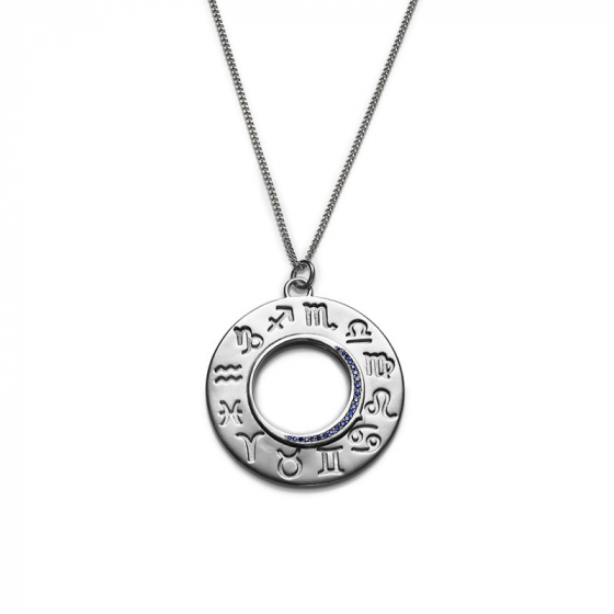 18CT WHITE GOLD ZODIAC PENDANT - BLUE SAPPHIRE - ZODIAC PENDANT BLUE SAPPHIRE WHITE GOLD | Heming Diamond Jewellers | London