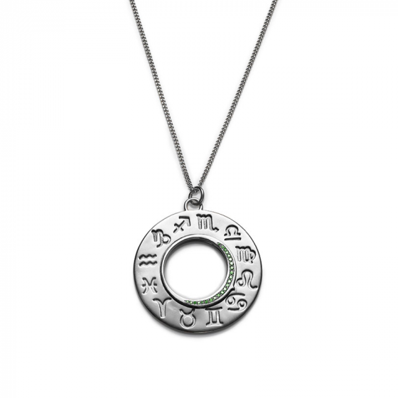 18CT WHITE GOLD ZODIAC PENDANT - GREEN SAPPHIRE - ZODIAC PENDANT GREEN SAPPHIRE WHITE GOLD | Heming Diamond Jewellers | London