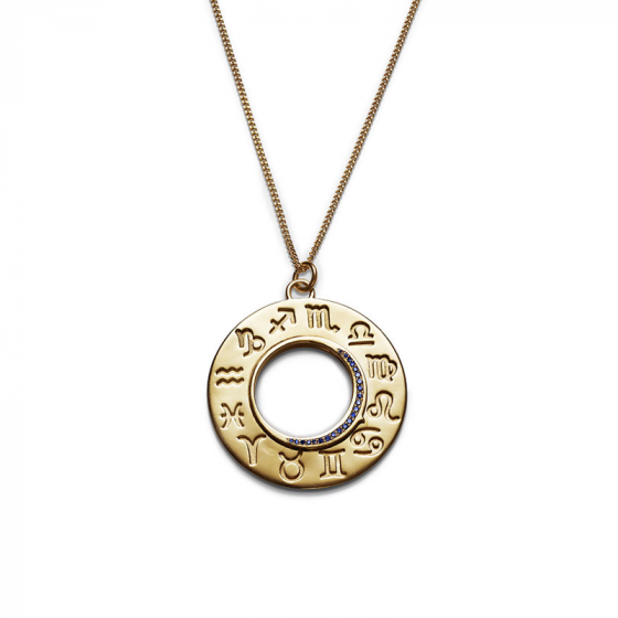 18CT YELLOW GOLD ZODIAC PENDANT - BLUE SAPPHIRE - ZODIAC PENDANT BLUE SAPPHIRE YELLOW GOLD | Heming Diamond Jewellers | London