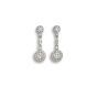 Diamond cluster drop earrings.