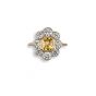 Yellow Sapphire and Diamond Cluster Ring