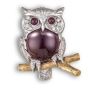 Garnet and Diamond Owl Brooch