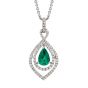 Emerald and Diamond Drop Pendant - 00019716 | Heming Diamond Jewellers | London