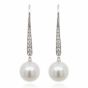 Pearl and Diamond Drop Earrings - 00025079 | Heming Diamond Jewellers | London