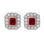 Ruby and Diamond Cluster Earrings - 00019737 | Heming Diamond Jewellers | London