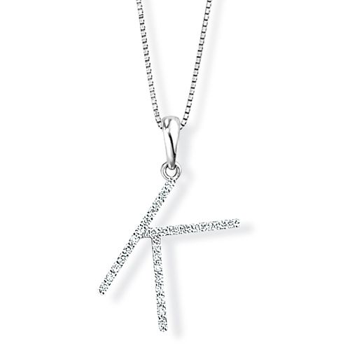 Diamond Initial 'K' Pendant - 00018892 | Heming Diamond Jewellers | London