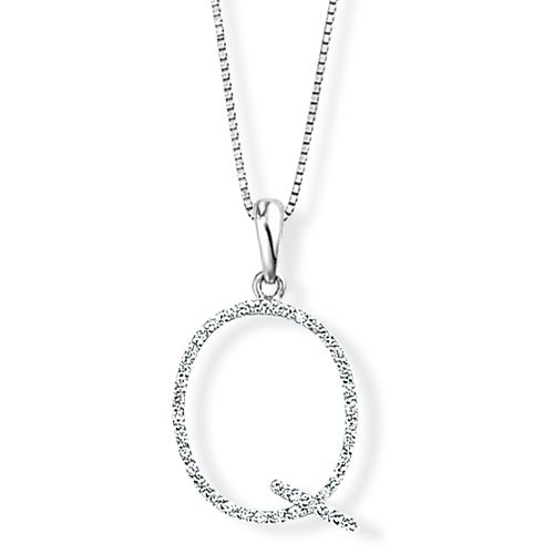 Diamond Initial 'Q' Pendant - 00018898 | Heming Diamond Jewellers | London