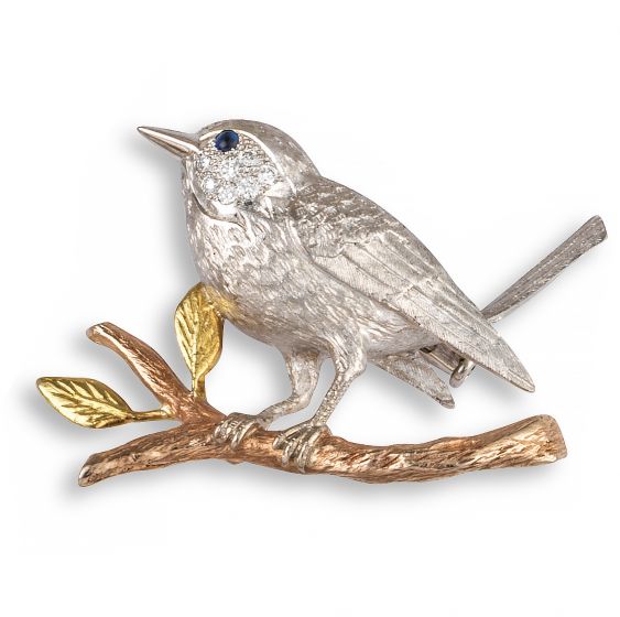 Diamond Wren Brooch - 02023549 | Heming Diamond Jewellers | London