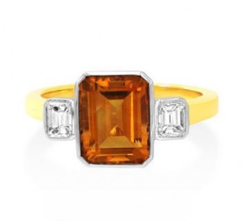 Citrine and Diamond Three Stone Ring - 02023581 | Heming Diamond Jewellers | London